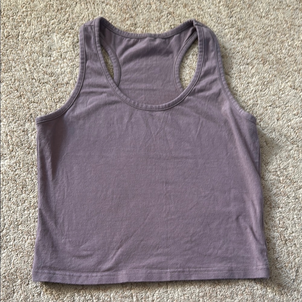 Brown Fitted Crop racer back Top with Scoop Neckline